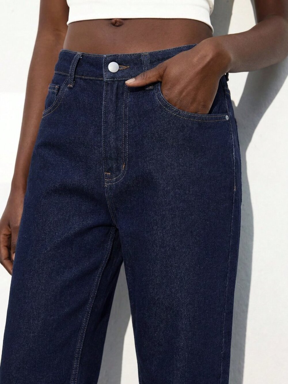Blue Casual Women's Straight Leg Loose Denim Jeans - Picture 5 of 5